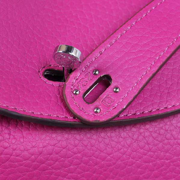 High Quality Replica Hermes Lindy 30CM Havanne Handbags Fuchsia Clemence Leather Silver